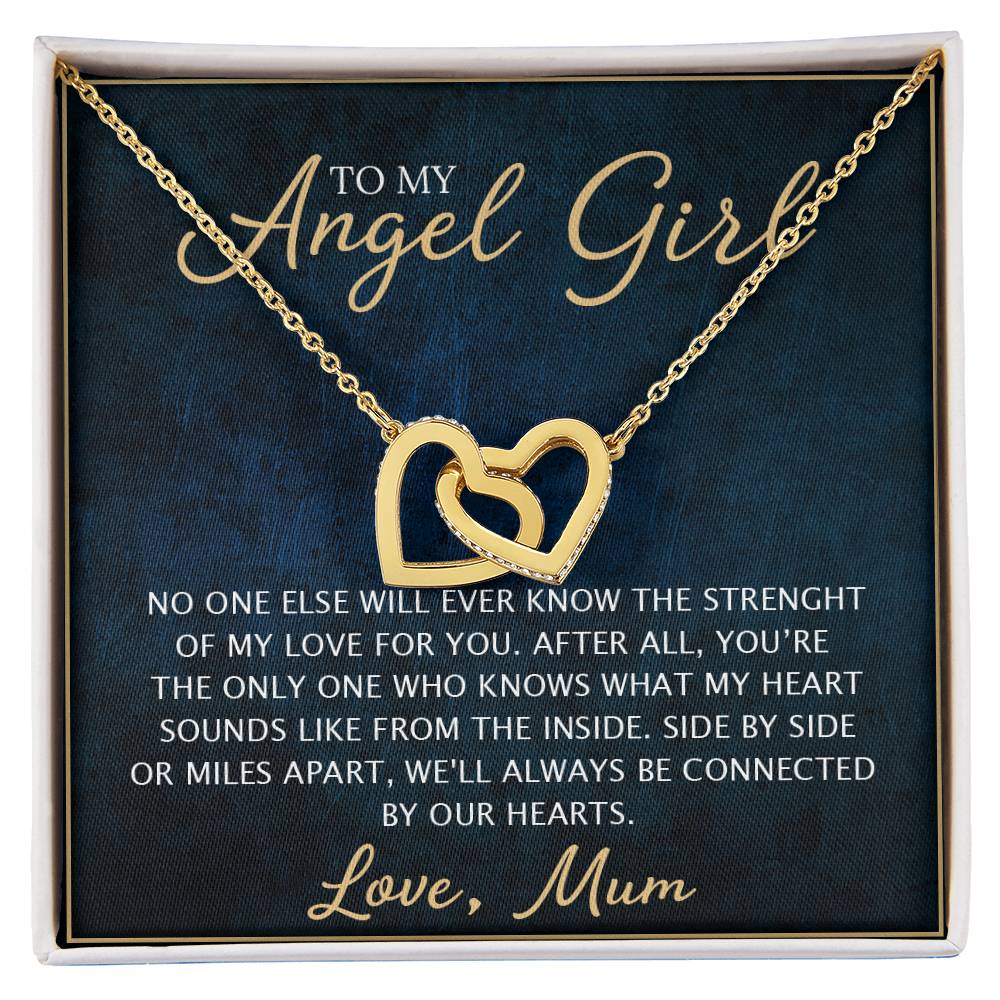 To My Daughter - Unique Heart Bonding Necklace Gift Set Interlocking Hearts Necklace