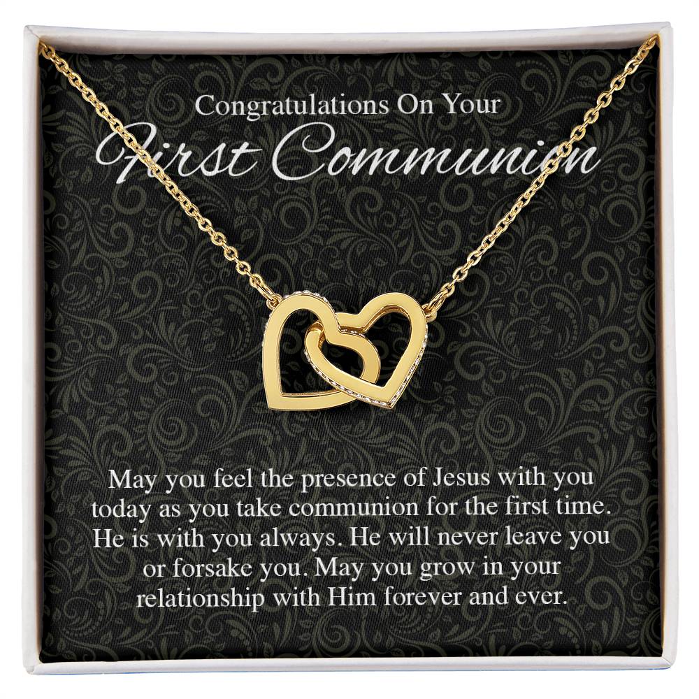 22 Congratualtions On Your First Communion V1 Interlocking Hearts Interlocking Hearts Necklace
