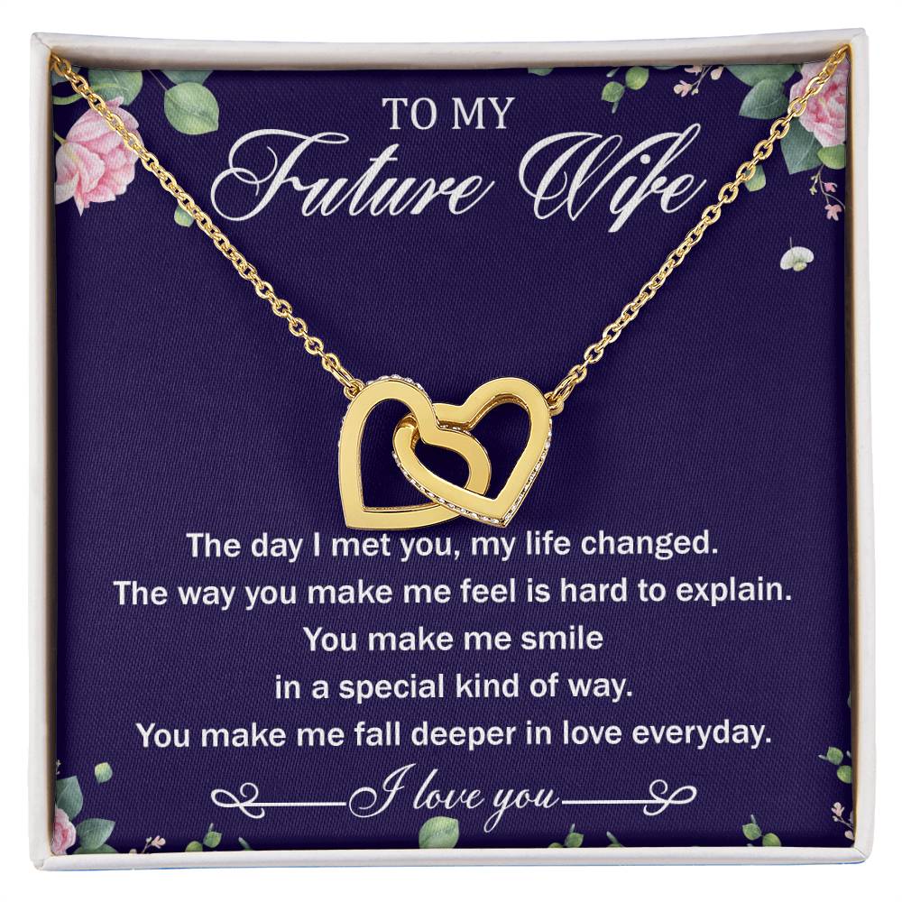 To My Future Wife Interlocking Hearts Necklace Message Card