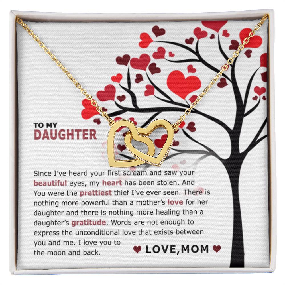To My Daughter - I Saw Your Beautiful Eyes - Necklace Interlocking Hearts Necklace