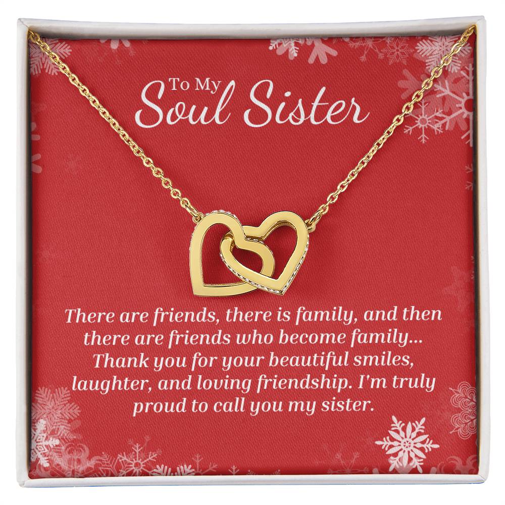 There Are Friends Who Become Family - Interlocking Hearts Necklace For Soul Sister