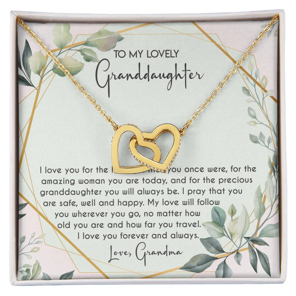 To My Lovely Granddaughter Necklace Gift To Granddaughter From Grandma Granddaughter Birthday Graduation Gift Interlocking Hearts Necklace