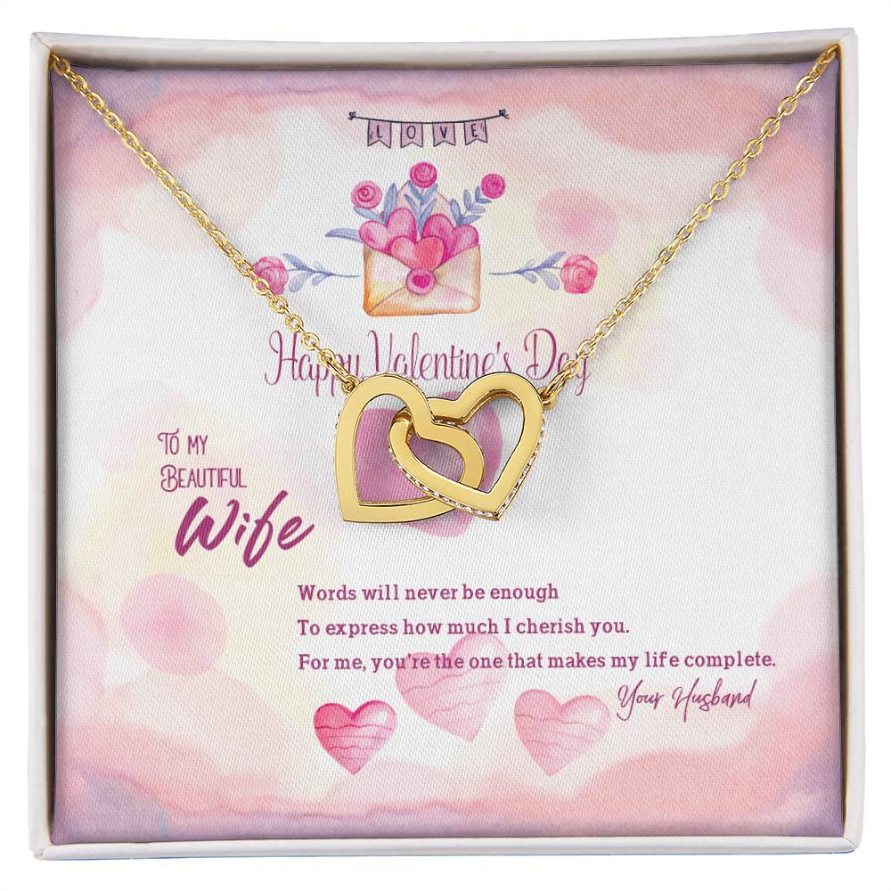Interlocking Hearts To Beautiful Wife - D2 Interlocking Hearts Necklace