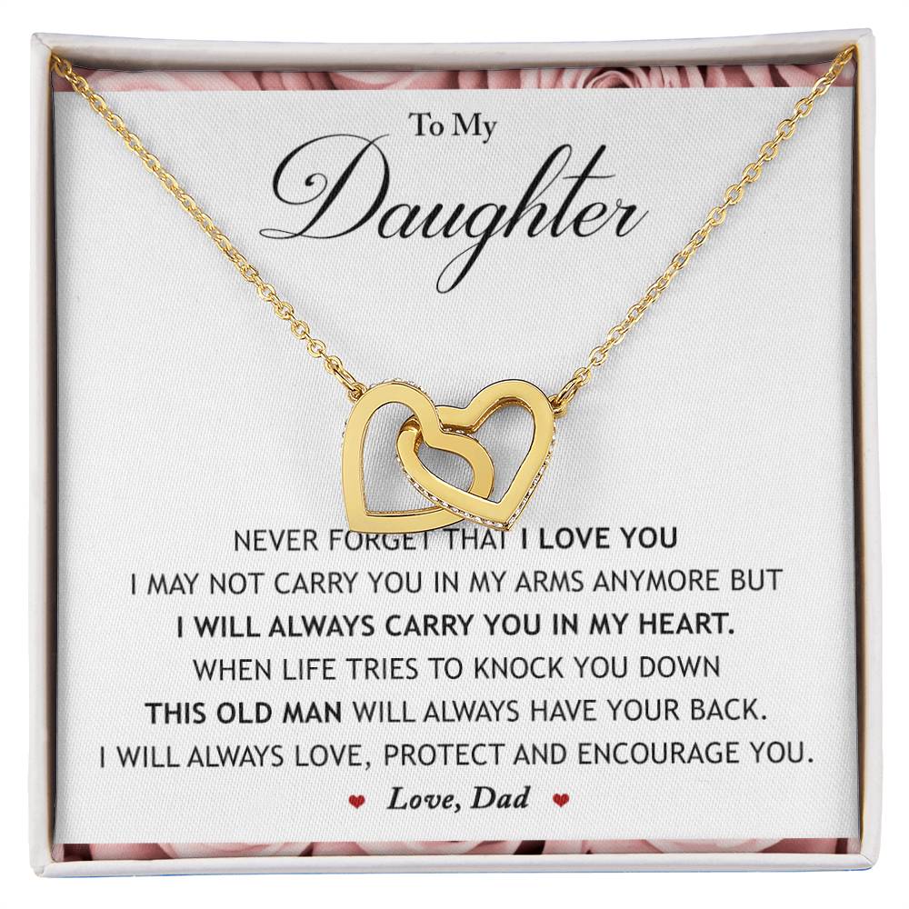 My Daughter - I Will Always Carry You In My Heart Interlocking Hearts Necklace
