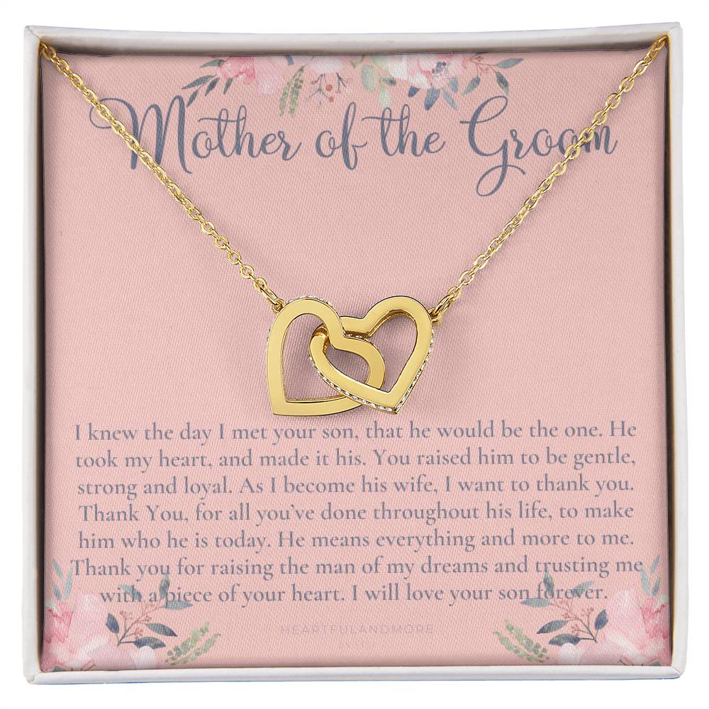 Mother Of The Groom Gift Necklace Wedding Gift Bridal Party Rehearsal Dinner Man Of My Dreams Parent Of Groom Mother In Law Gift Interlocking Hearts Necklace