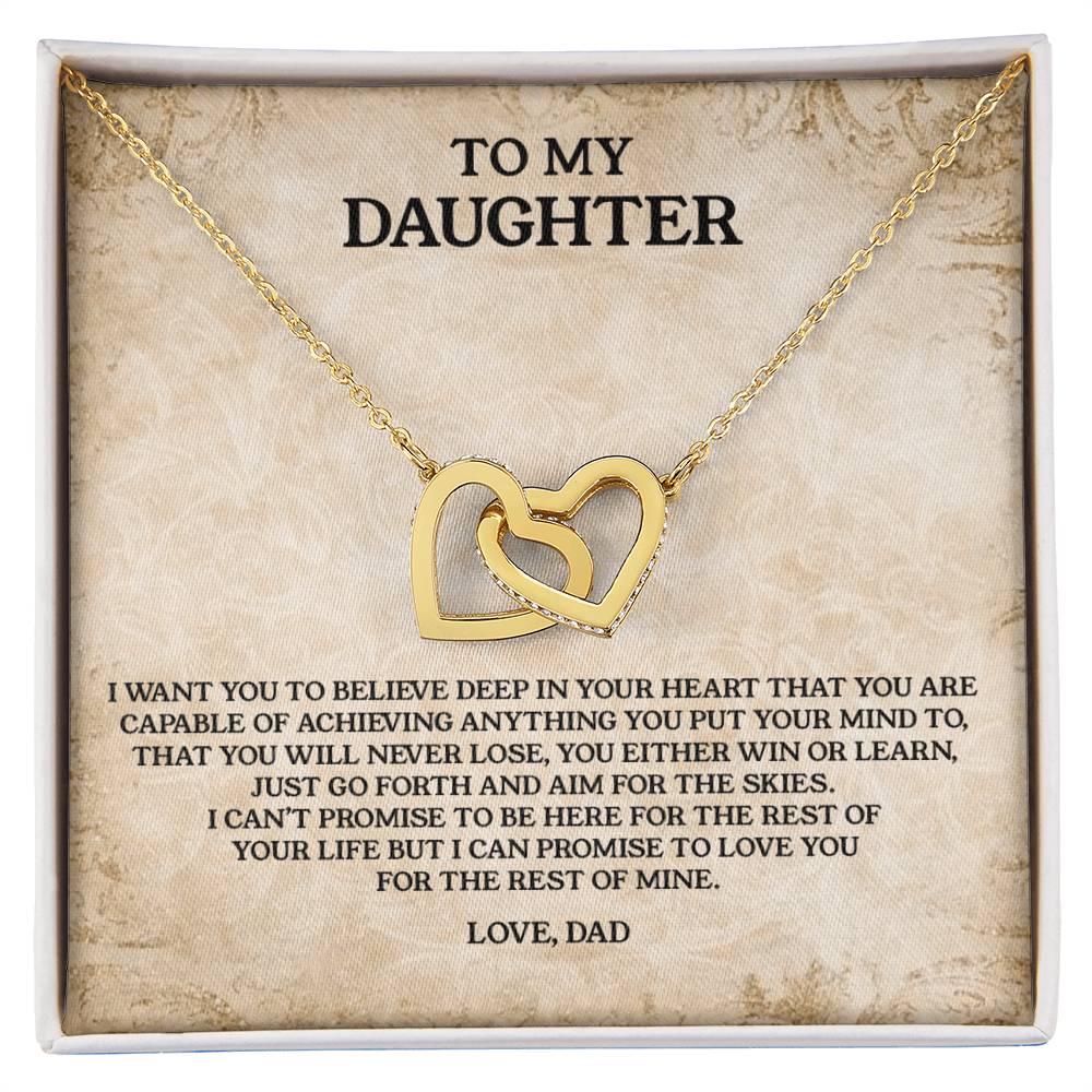 To My Daughter - Love Dad Interlocking Hearts Necklace