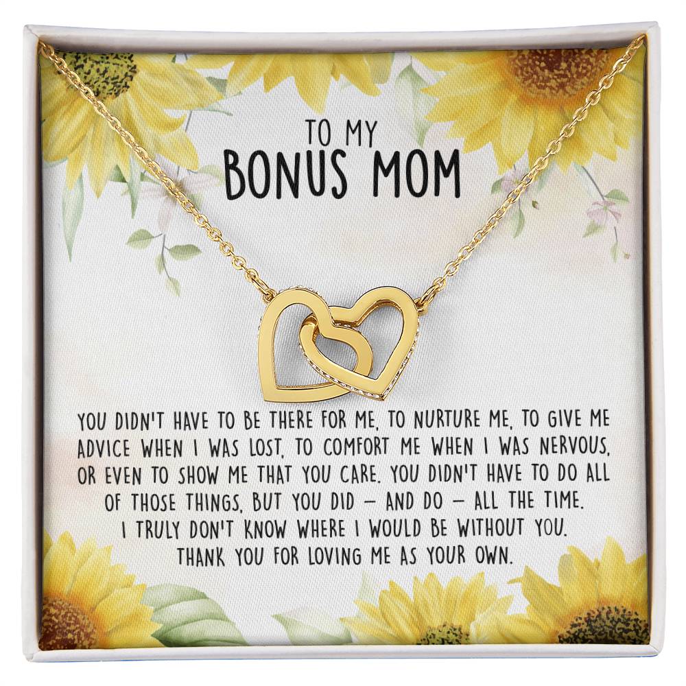 Premium To My Bonus Mom - I Truly Don'T Know Where I Would Be Without You Interlocking Hearts Necklace