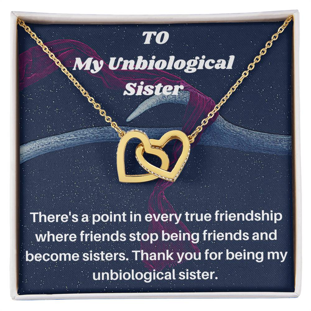Unbiological Sister Gift Best Friend Necklace Big Little Sorority Soul Sister Bridesmaid Gift 14Kt Gold Filled Interlocking Hearts Necklace