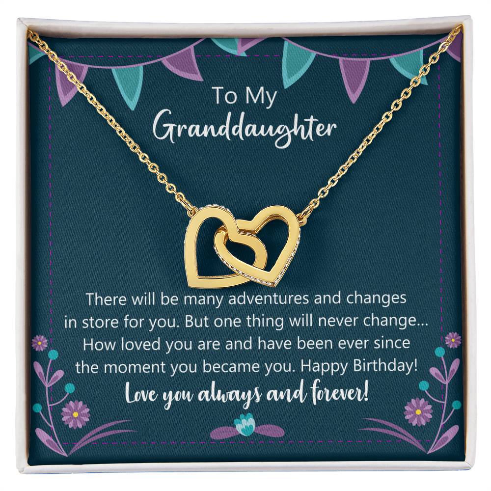 Happy Birthday My Granddaughter Interlocking Hearts Necklace