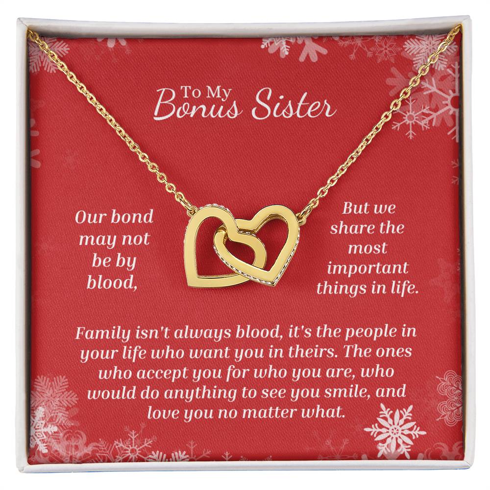 Love You No Matter What - Interlocking Hearts Necklace For Bonus Sister