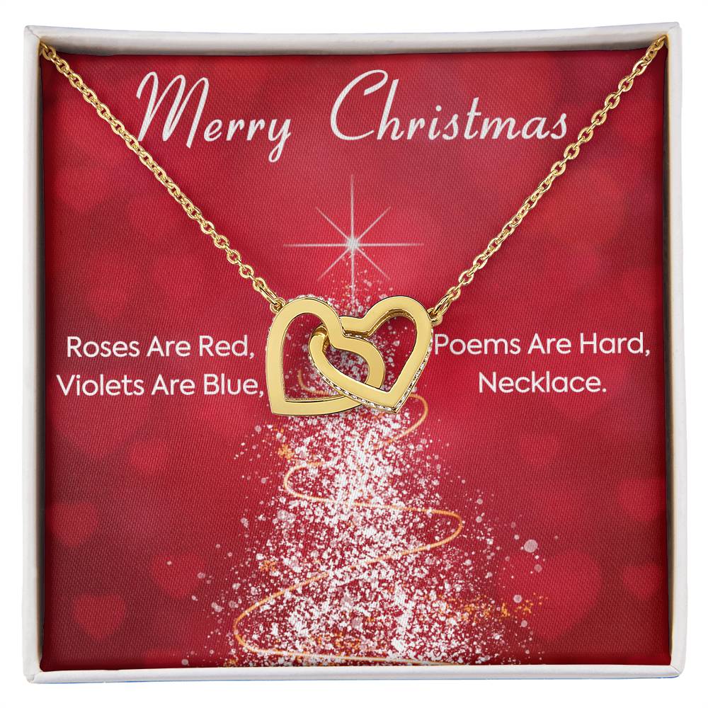 Roses Are Red Violets Are Blue Poems Are Heard Necklace. Christmas Gift Xmas Necklace Gift Interlocking Hearts Necklace