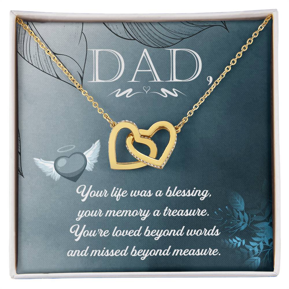 Dad - Your Life Was A Blessing - Necklace Interlocking Hearts Necklace