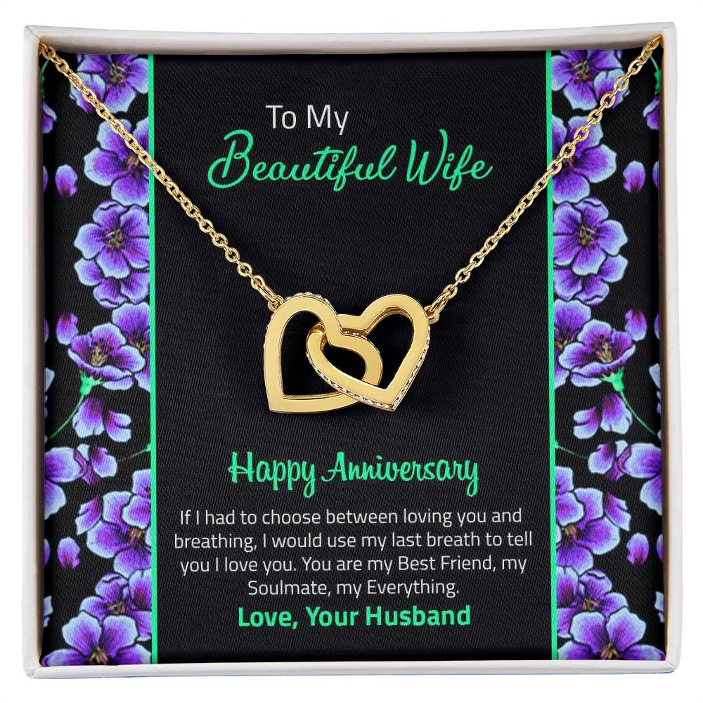 Happy Anniversary Interlocking Hearts Necklace