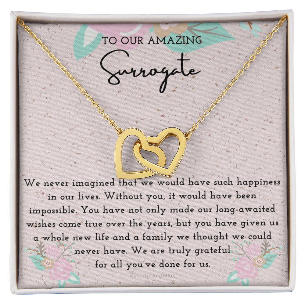 Surrogate Appreciation Gift Surrogate Gift Surrogate Gift With Message Card Surrogate Transfer Day Thank You Gift Interlocking Hearts Necklace