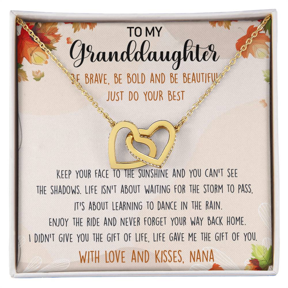 To My Granddaughter Interlocking Hearts Necklace Message Card