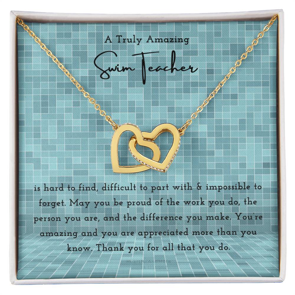 Gift For Swim Teacher Swim Teacher Appreciation Gift A Truly Amazing Swim Teacher Gift Interlocking Hearts Necklace