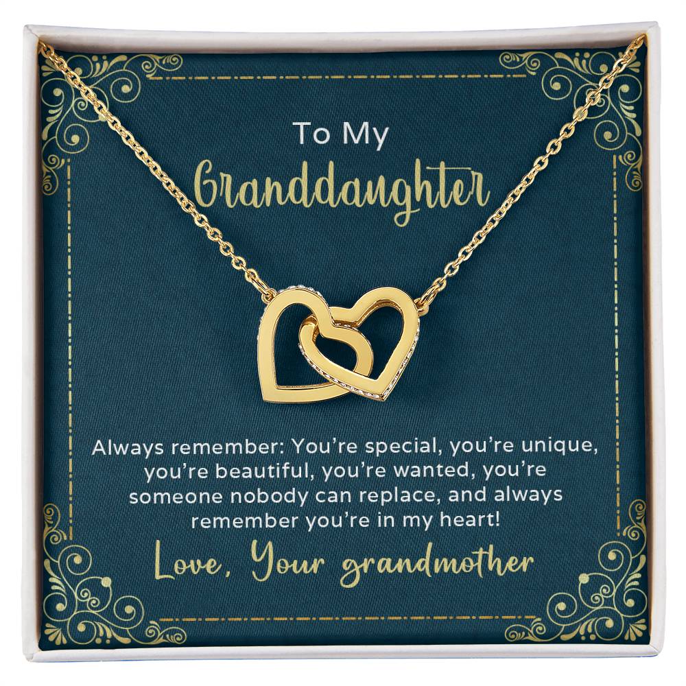 Nobody Can Replace My Granddaughter Heart Necklace Interlocking Hearts Necklace