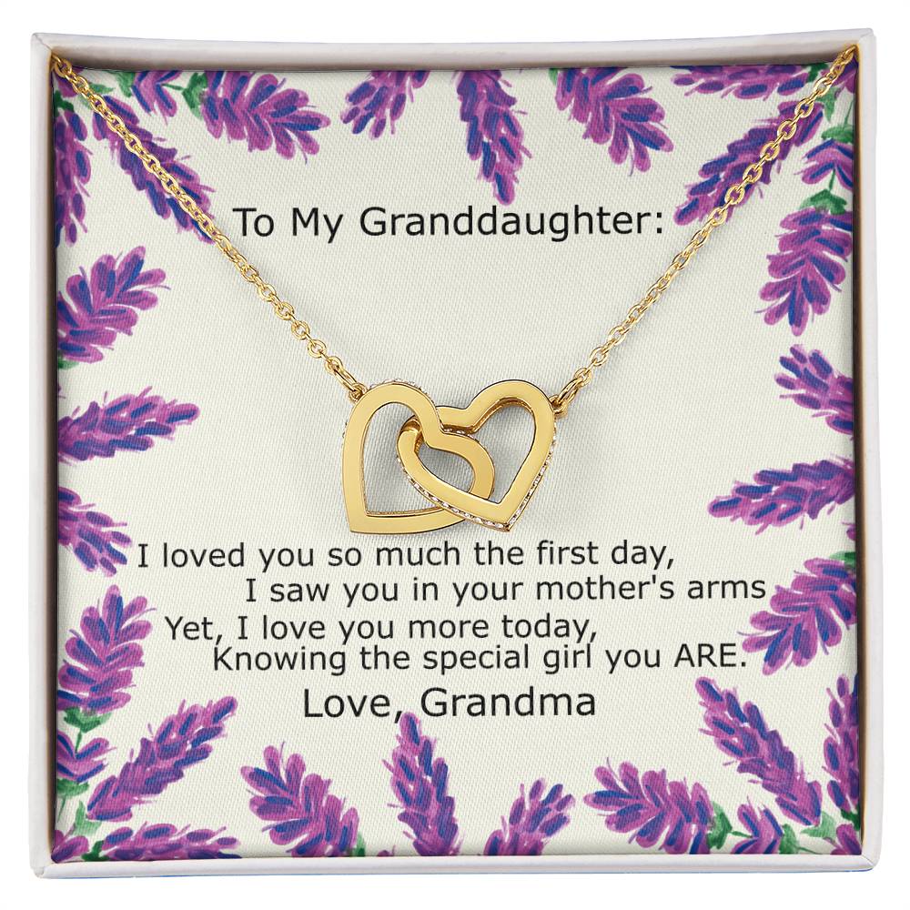 To My Granddaughter - Special Girl You Are Necklace Interlocking Hearts Necklace