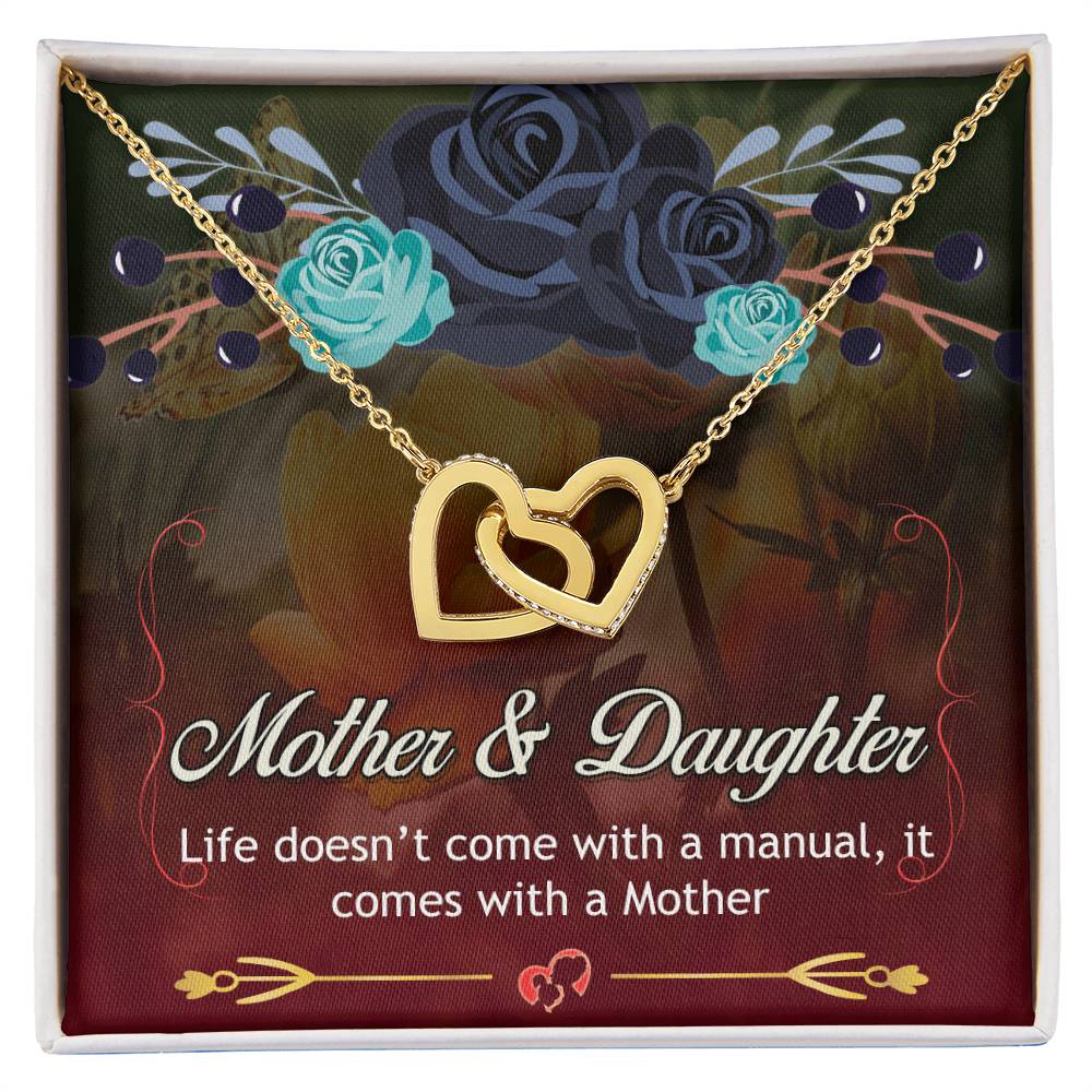 Mother'S Day Necklace With Message Card - Life Doesn'T Come With A Manual It Comes With A Mother Interlocking Hearts Necklace