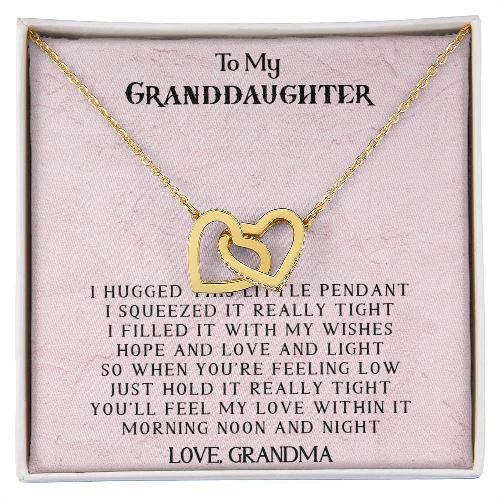 To My Granddaughter - Love Grandma - Interlocking Heart Necklace Interlocking Hearts Necklace