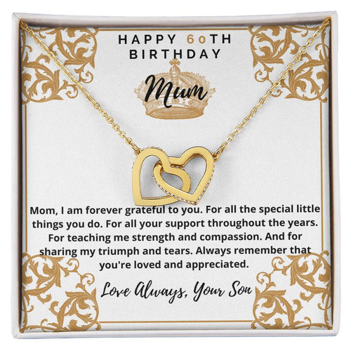 60Th Birthday Gift For Mum Interlocking Hearts Necklace