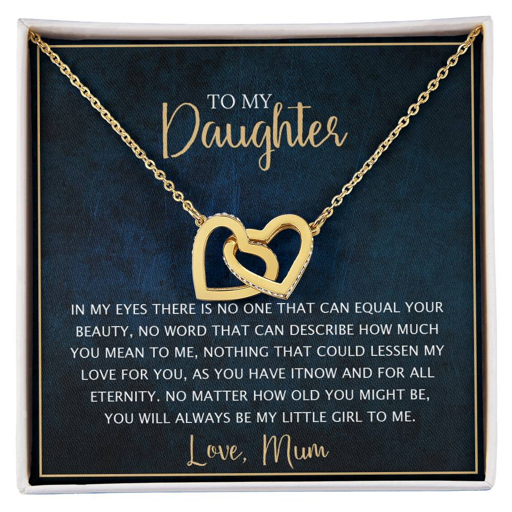 To My Daughter - Unique Heart Bonding Necklace Gift Set Interlocking Hearts Necklace