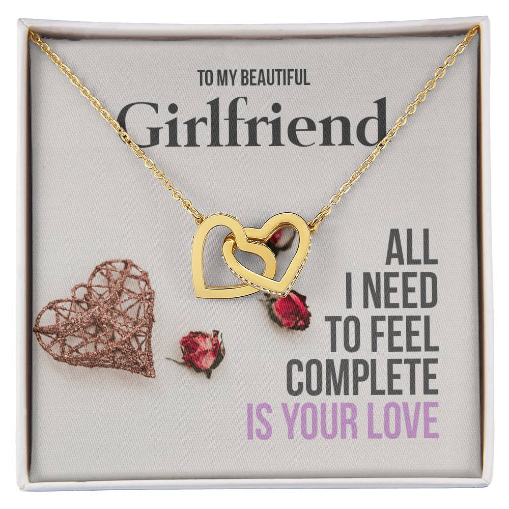 Romantic Girlfriend Necklace Gift - To My Girlfriend Interlocking Hearts Necklace