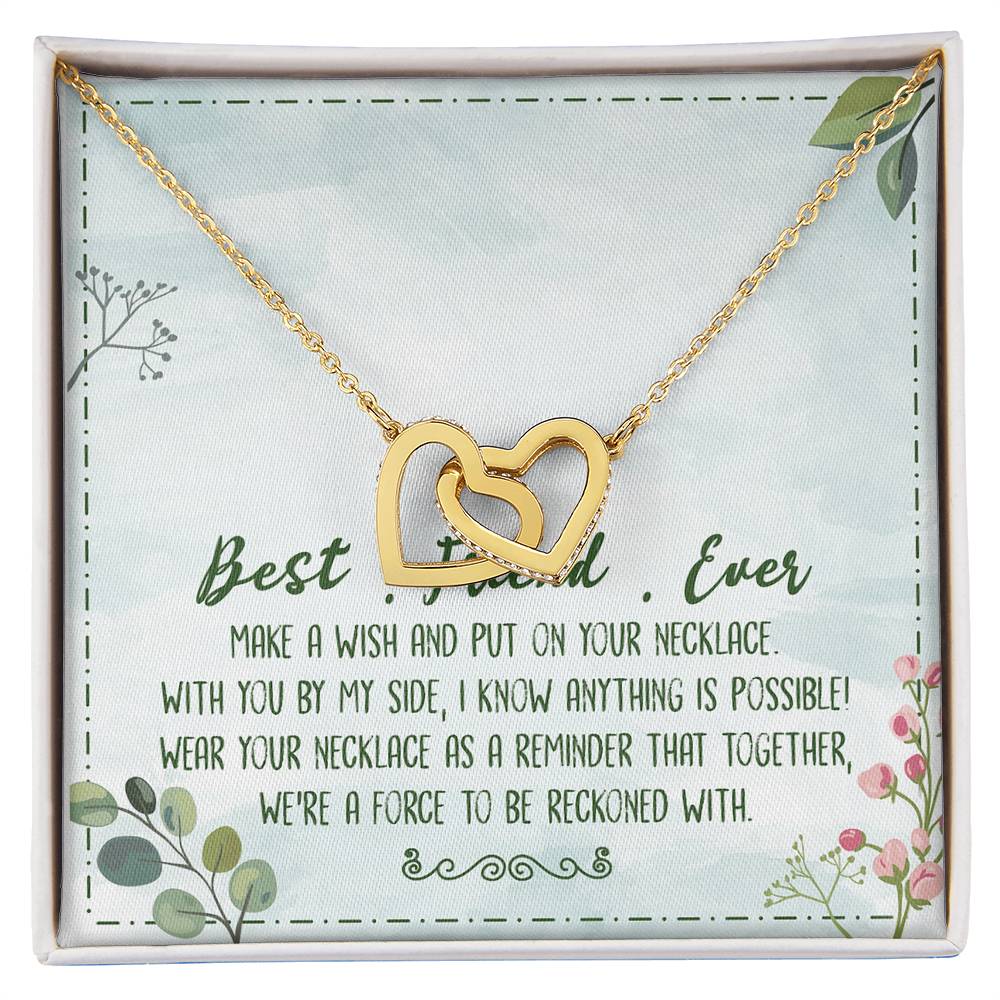 Best Friend Ever Interlocking Hearts Necklace Birthday Message Card