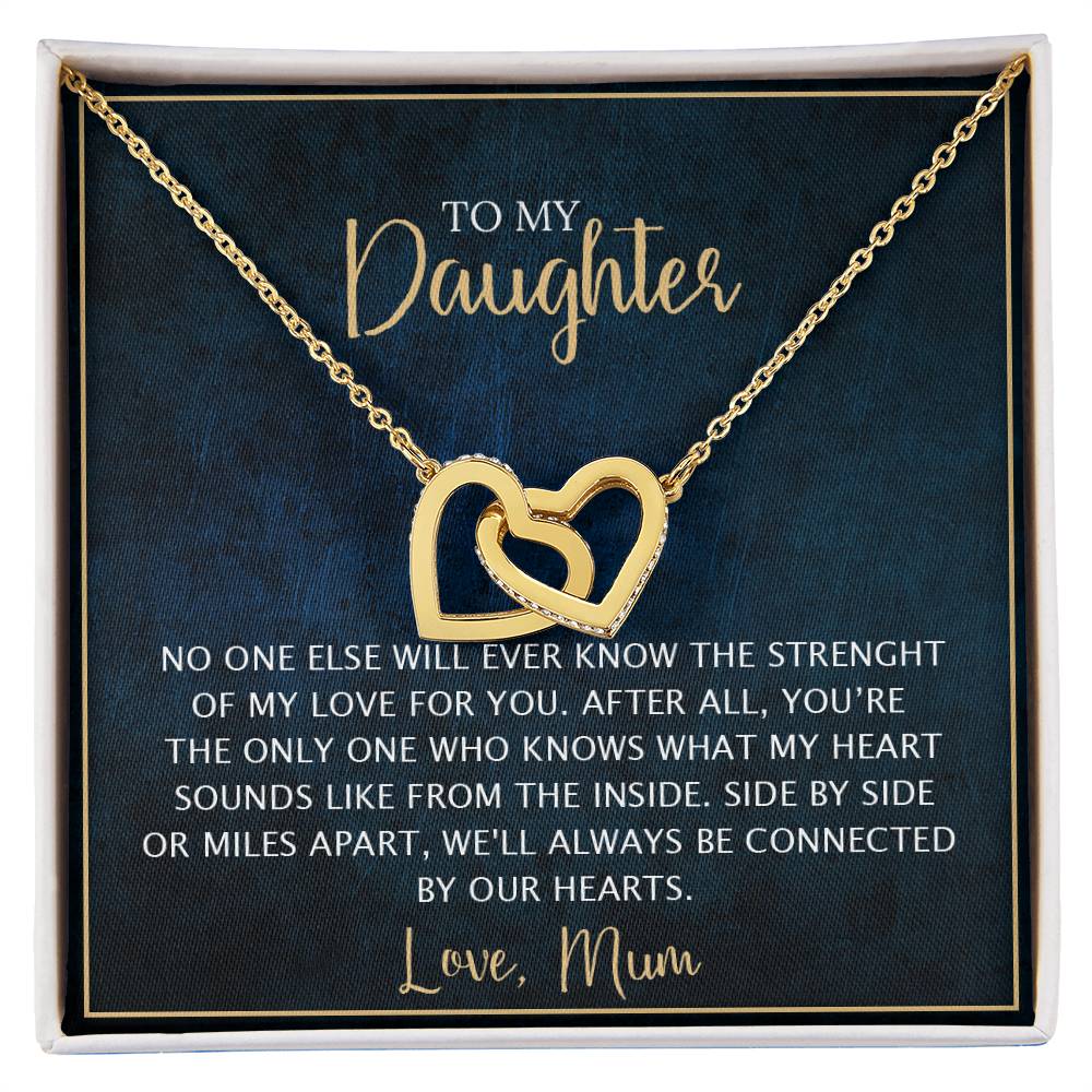 To My Daughter - Unique Heart Bonding Necklace Gift Set Interlocking Hearts Necklace