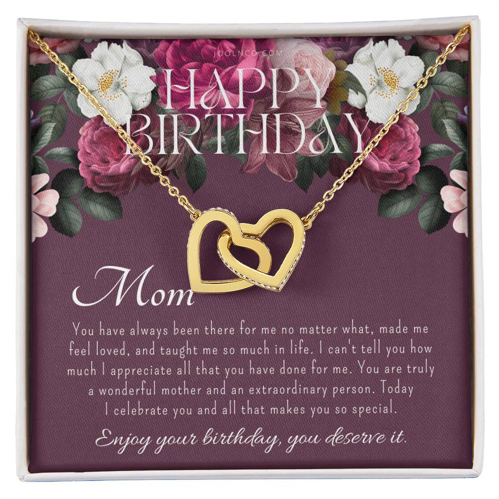Mother'S Birthday Gift Necklace For Mom'S Birthday Elegant Gift For Mom From Daughter & Son Best Mom Gift Message Card Elegant Gift Interlocking Hearts Necklace