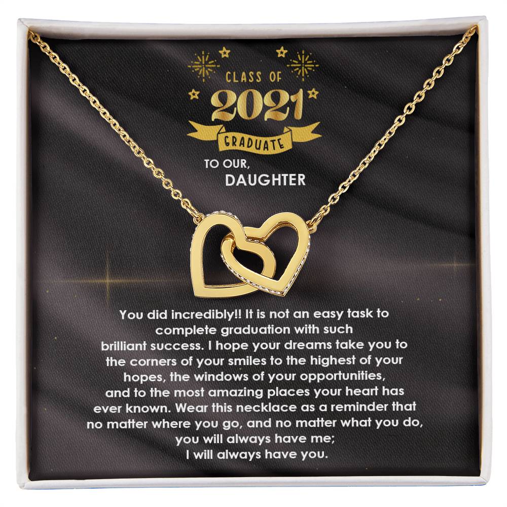 Interlocked Never-Ending Love Necklace For Incredible Graduate Daughter Interlocking Hearts Necklace