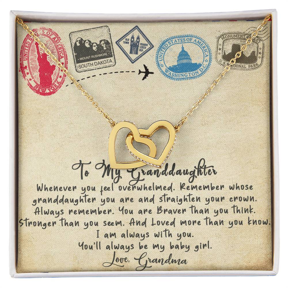 To My Granddaughter Interlocking Hearts Necklace Message Card
