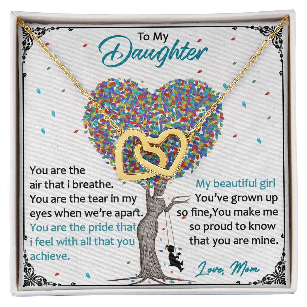 Love Always Comes From The Heart - To My Daughter Luxe Interlocking Heart Necklace Gift Set Interlocking Hearts Necklace