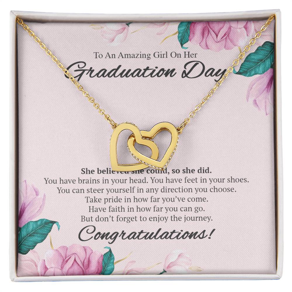 To An Amazing Girl On Her Graduation Day Necklace Interlocking Hearts Necklace