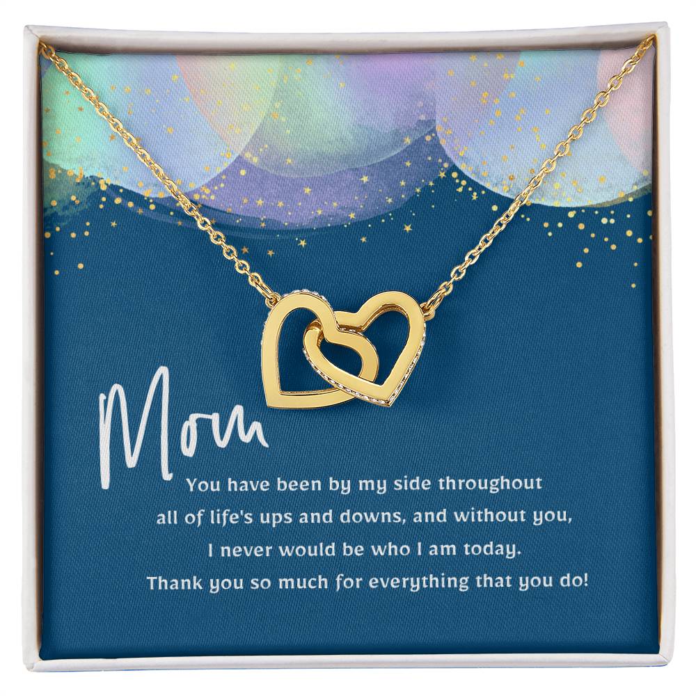 Thank You Mom Interlocking Hearts Necklace