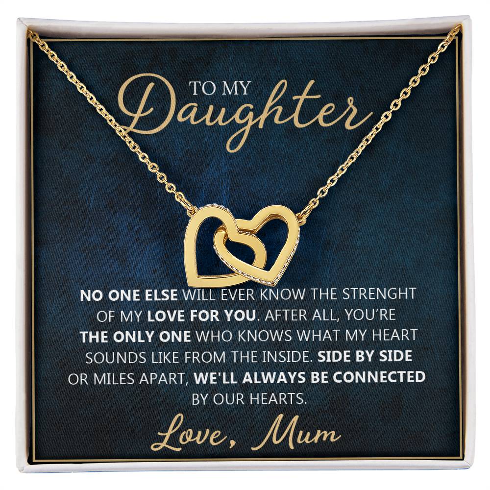To My Daughter - Unique Heart Bonding Necklace Gift Set Interlocking Hearts Necklace