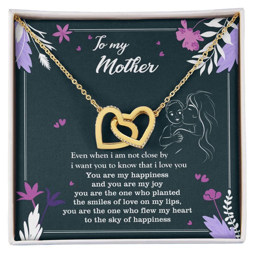 To My Mother - Two Hearts Neckalce Interlocking Hearts Necklace