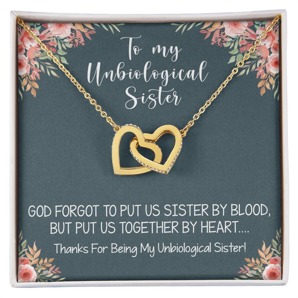 Unbiological Sister Interlocking Hearts Necklace Gift Best Friend Necklace Soul Sister Bridesmaid Gift Bff Gift