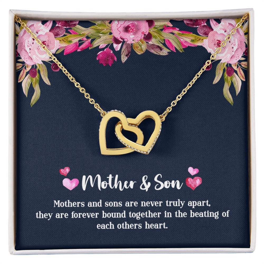 Mother & Son - Never Truly Apart Interlocking Hearts Necklace
