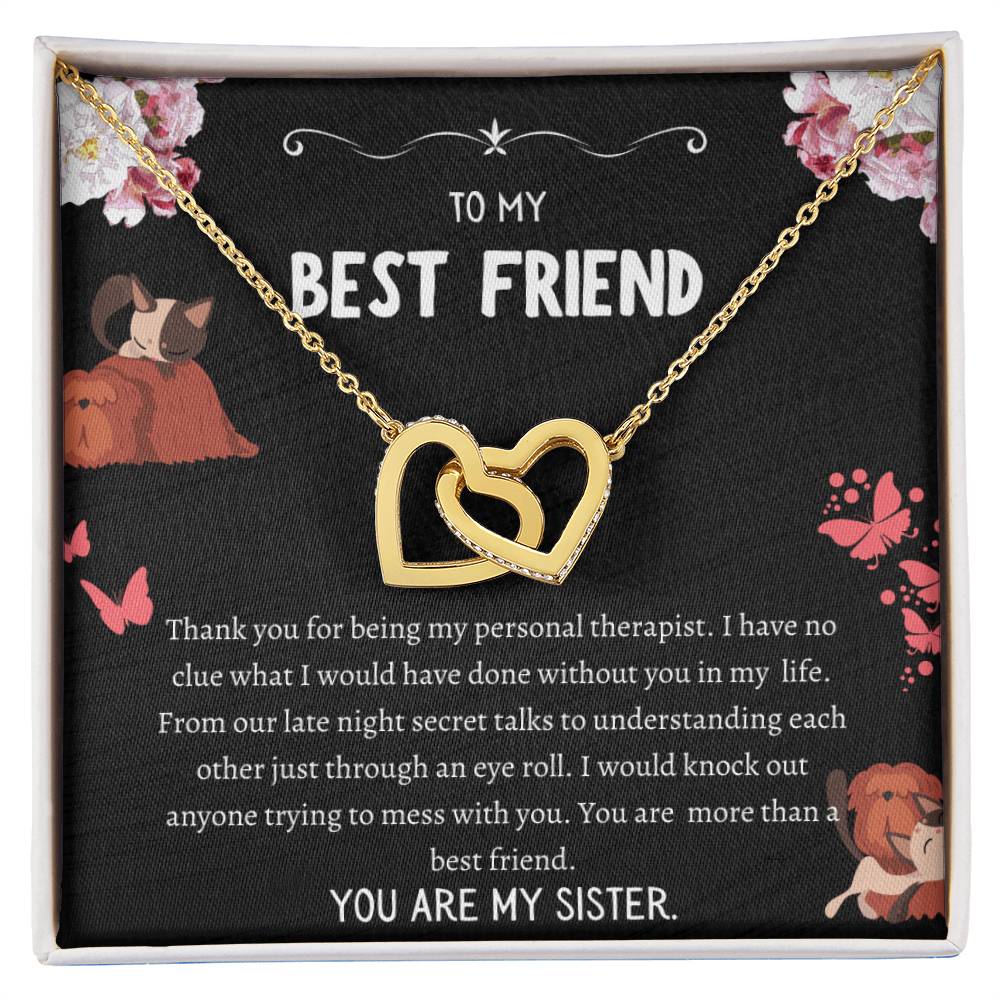 Interlocking Hearts Necklace For Bestfriend Message Card