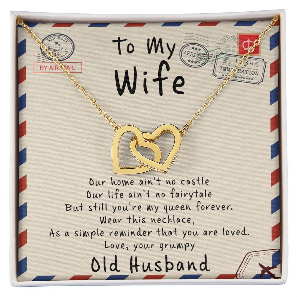 To My Wife - I Love You Message - Tmw17 Interlocking Hearts Necklace