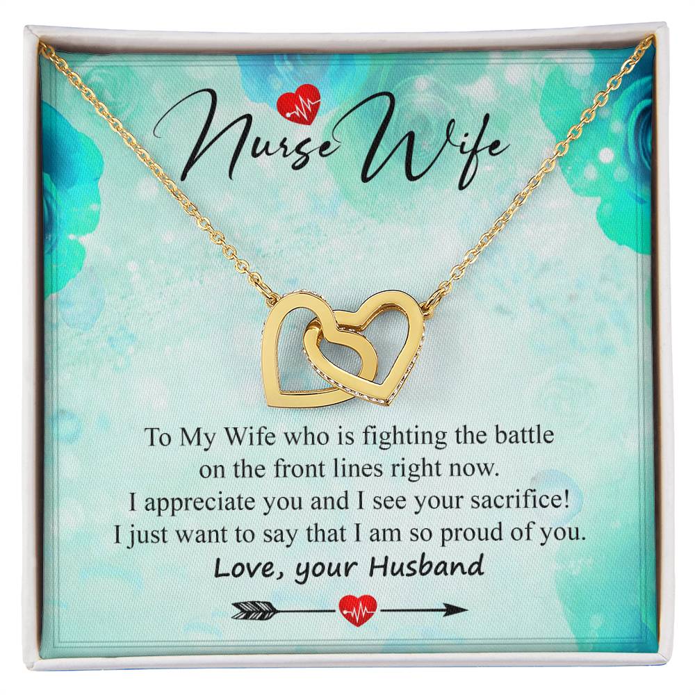 A Special Gift For Nurse Wife - Who Is Fighting On The Front Lines. Interlocking Hearts Necklace