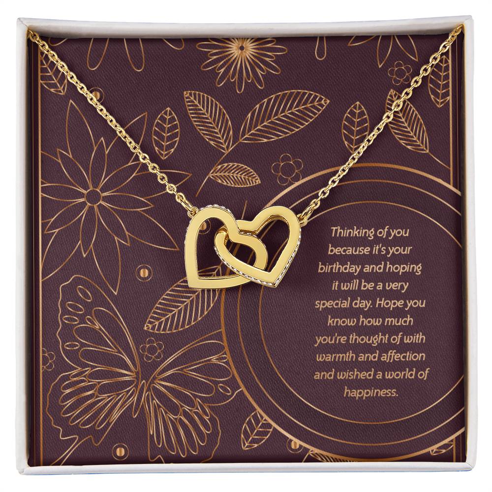 Birthday Edition Wishing You A World Of Happiness Mom! - Interlocking Hearts Necklace