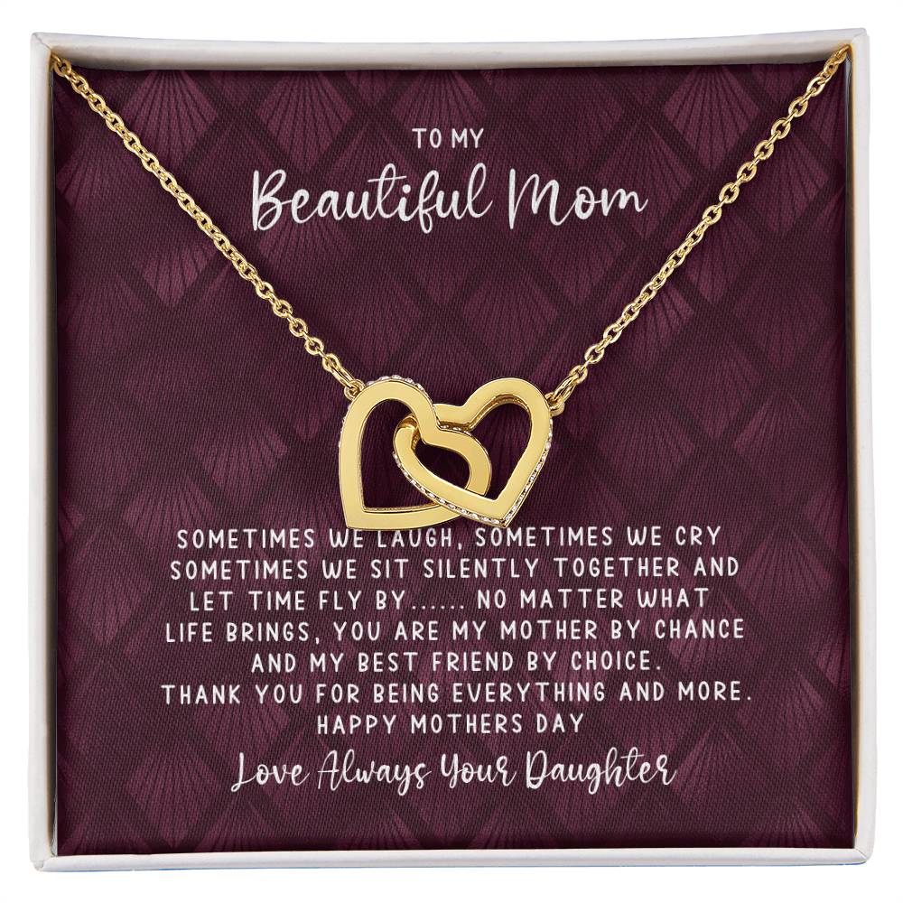 Mothers Day Best Friend - Interlocking Hearts - Love Daughter Interlocking Hearts Necklace