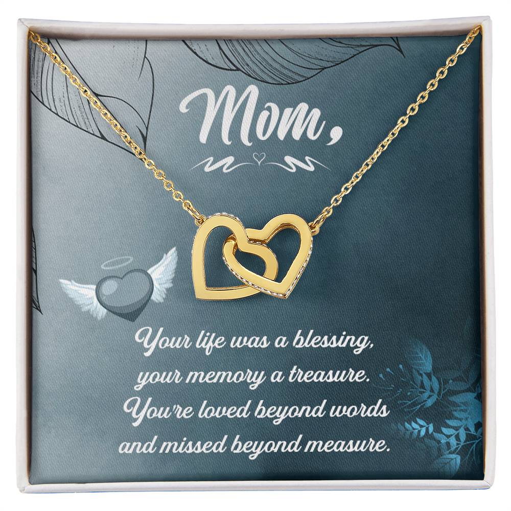 Mom Your Life Was A Blessing - Interlocking Heart Necklace Interlocking Hearts Necklace