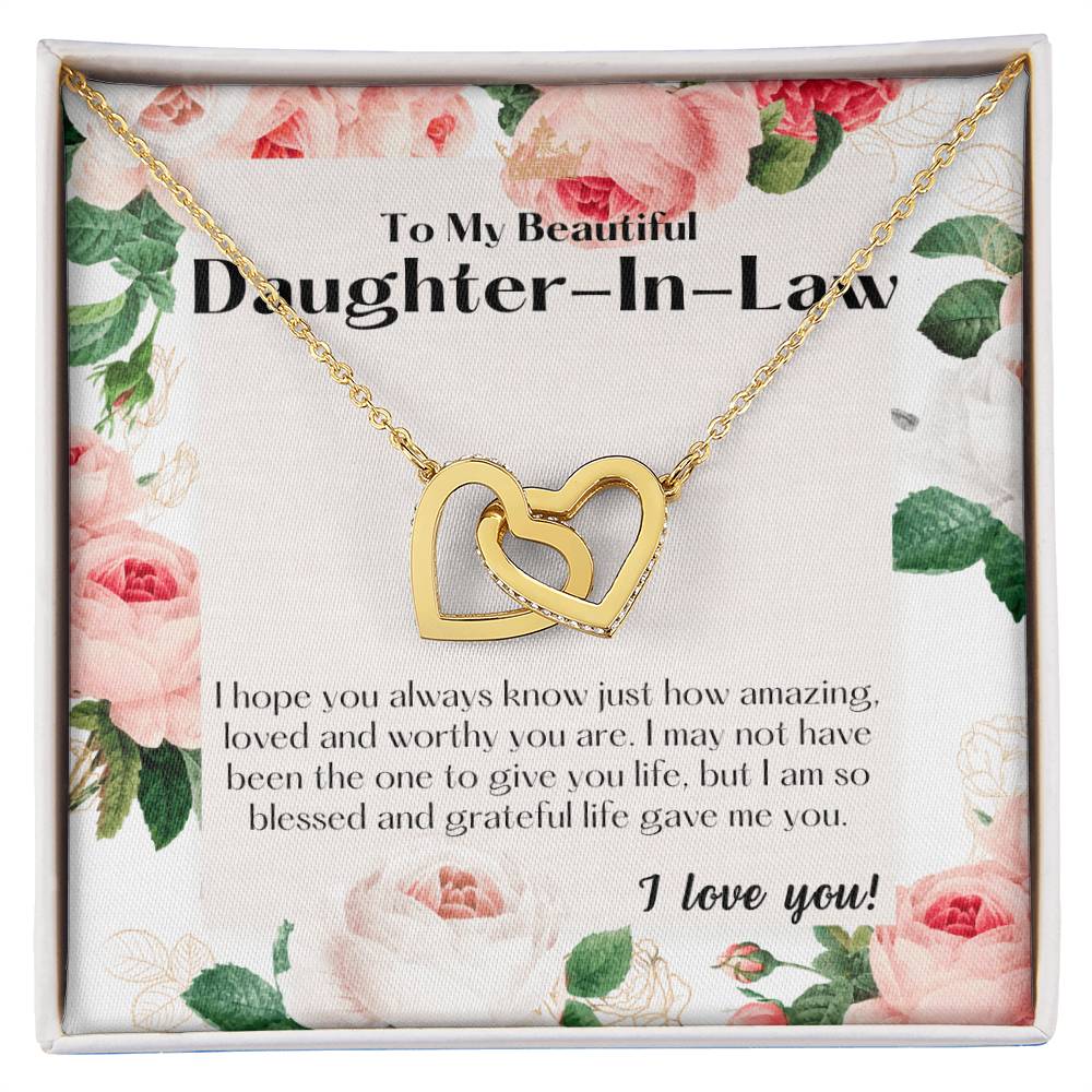 To My Bonus Daughter Bonus Daughter Gift Daughter In Law Gift Daughter In Law Birthday Gift Daugther In Law Interlocking Hearts Necklace