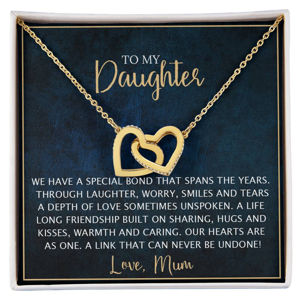 To My Daughter - Unique Heart Bonding Necklace Gift Set Interlocking Hearts Necklace