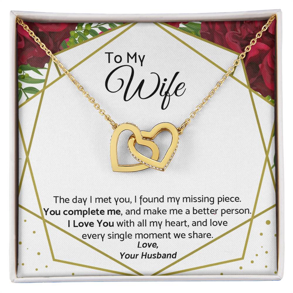 To My Wife - Premium Necklace Interlocking Hearts Necklace