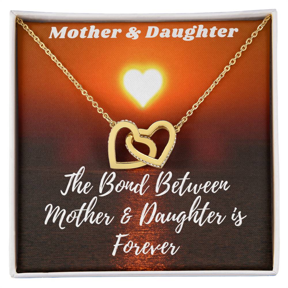 Mother & Daughter Necklace - The Bond Is Forever Interlocking Hearts Necklace
