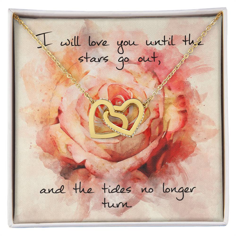 Interlocking Hearts Necklace – Pink Rose Message Card